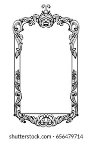 Vintage Imperial Baroque Mirror frame. Vector French Luxury rich intricate ornaments. Victorian Royal Style decor