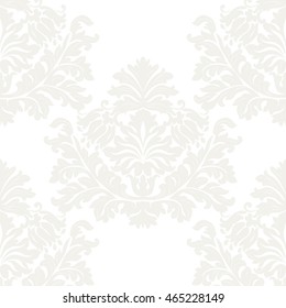 Vintage Imperial Baroque ornament pattern. Vector damask decor. Royal Victorian texture for wallpapers, textile, fabric. White cloud color