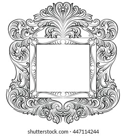 Vintage Imperial Baroque Rococo frame. Vector French Luxury rich carved ornamented Wall Frame. Victorian wealthy Style structure