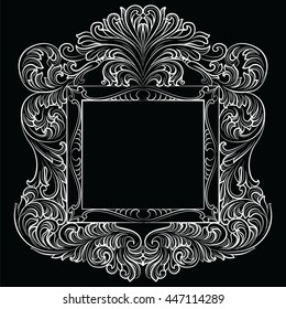 Vintage Imperial Baroque Rococo frame. Vector French Luxury rich carved ornamented Wall Frame. Victorian wealthy Style structure