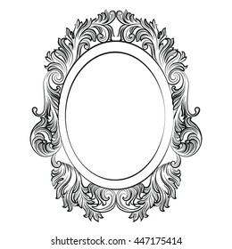 Vintage Imperial Baroque Rococo frame. Vector French Luxury rich carved ornamented Wall Frame. Victorian wealthy Style structure
