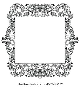 Vintage Imperial Baroque Rococo frame. Vector French Luxury rich carved ornamented Wall Frame. Victorian wealthy Style structure