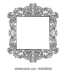 Vintage Imperial Baroque Rococo frame. Vector French Luxury rich carved ornamented Wall Frame. Victorian wealthy Style structure