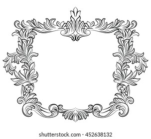 Vintage Imperial Baroque Rococo frame. Vector French Luxury rich carved ornamented Wall Frame. Victorian wealthy Style structure