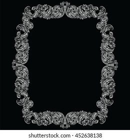 Vintage Imperial Baroque Rococo frame. Vector French Luxury rich carved ornamented Wall Frame. Victorian wealthy Style structure