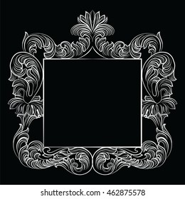 Vintage Imperial Baroque Rococo frame. Vector French Luxury rich carved ornamented decor. Victorian wealthy Style structure