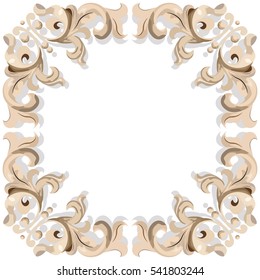 Vintage Imperial Baroque Rococo frame. Vector French Luxury rich carved ornamented Wall Frame. Victorian wealthy Style structure