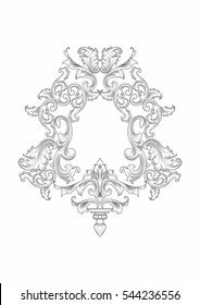 Vintage Imperial Baroque Rococo Frame. Vector French Luxury Rich Carved Ornamented Decor. Victorian Wealthy Style Structure