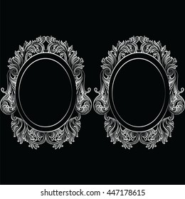 Vintage Imperial Baroque Rococo Round frame. Vector French Luxury rich carved ornamented Wall Frame. Victorian wealthy Style structure