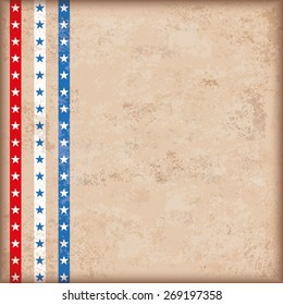 Vintage independence day background design with brown colors and US-Flag stripes. Eps 10 vector file.