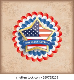 Vintage independence day background design with brown colors and US-Flag golden star. Eps 10 vector file.