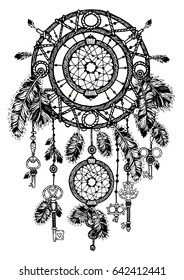Vintage indian detailed Vector isolated dream catcher.