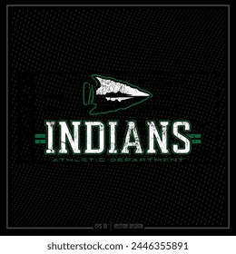 Vintage Indian, Indian Emblem, Athletic Department, Sport, Sports Emblem, Indian