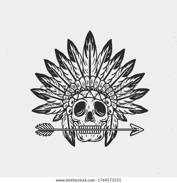 Vintage Indian Hand Drawn Skull This Stock Vector (Royalty Free) 1764573551
