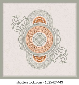 vintage indian mandala design with grunge texture. design for backgrounds, cards, packaging