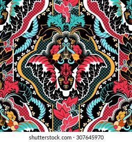 Vintage indian seamless pattern. Floral wallpaper