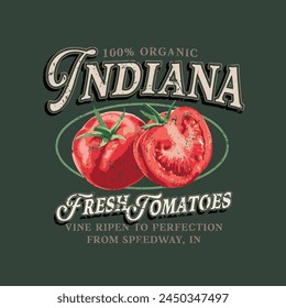 Vintage Indiana Tomato Graphic Vector Advertising