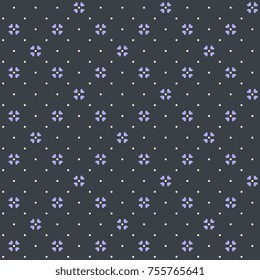 Vintage indigo floral ornament. Simple geometric pattern. Decorative printing block. Home decor, interior textile, wallpaper, phone case, fabric cloth, paper all over design. Vector illustration.