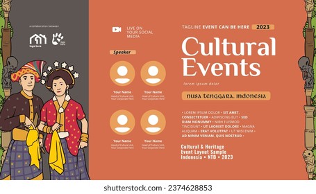 Vintage Indonesia West Nusa Tenggara design layout idea for social media or event poster
