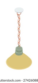 Vintage industry ceiling lamp - hand drawn isometric vector illustration.