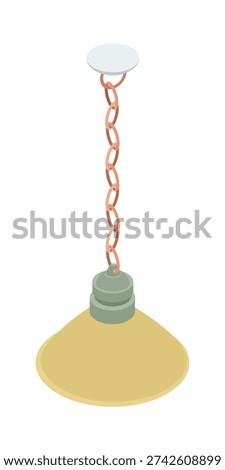 Vintage industry ceiling lamp - hand drawn isometric vector illustration.