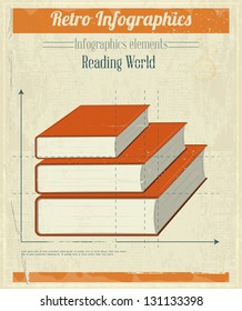 Vintage Infographics Design - Books Graph for Presentation. Vector illustration.