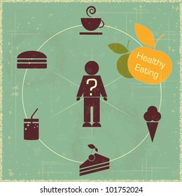 Vintage Infographics - healthy food concept - vector illustration