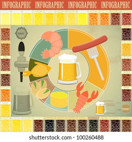 Vintage Infographics set - Beer icons, Snack and elements for presentation and Graph - vector illustration