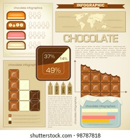 Vintage infographics set - chocolate icons and elements for presentation and graph - vector illustration