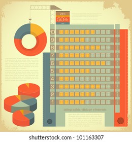 Vintage infographics set - House Construction and elements for presentation and Graph - vector illustration