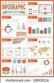 Vintage infographics set. World Map and Information Graphics