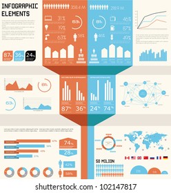 Vintage Infographics Set. World Map And Information Graphics