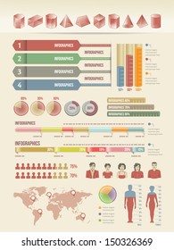 Conjunto de diseño vectorial de infografías antiguas.