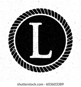 vintage initial letter l logo with rope circle