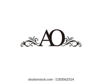 Vintage initial letter logo AO couple wedding name