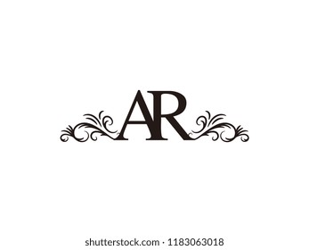 Vintage initial letter logo AR couple wedding name