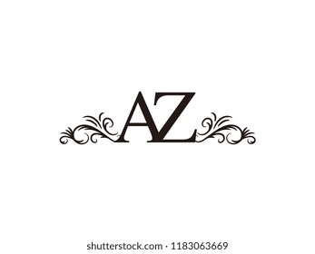 Vintage initial letter logo AZ couple wedding name