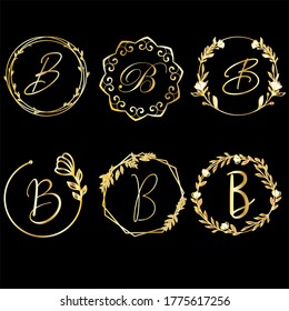 Vintage Anfangsbuchstabe Logo B Eheschließungsname