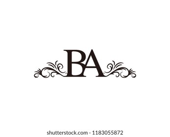Vintage initial letter logo BA couple wedding name
