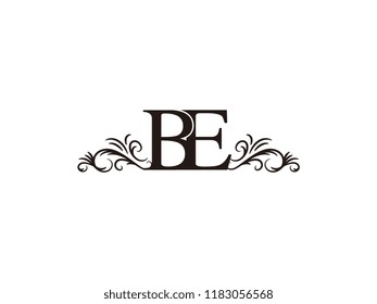 Vintage initial letter logo BE couple wedding name
