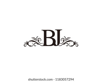 Vintage initial letter logo BJ couple wedding name