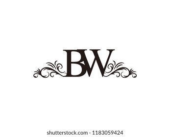 Vintage initial letter logo BW couple wedding name