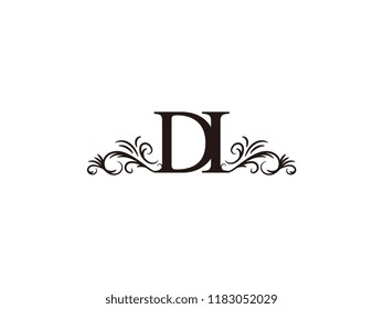 Vintage initial letter logo DI couple wedding name