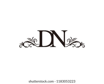 Vintage initial letter logo DN couple wedding name