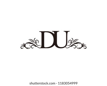 Vintage initial letter logo DU couple wedding name