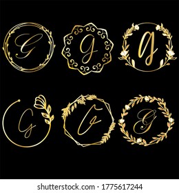 Vintage initial letter logo G couple wedding name