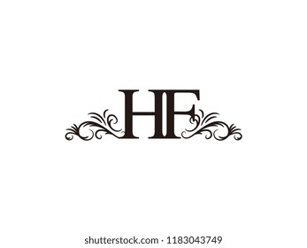 Vintage initial letter logo HF couple wedding name
