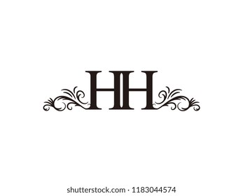 Vintage initial letter logo HH couple wedding name