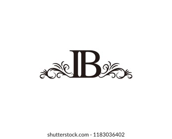 Vintage initial letter logo IB couple wedding name