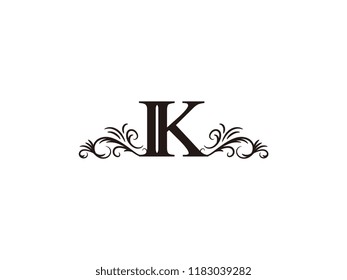 Vintage initial letter logo IK couple wedding name